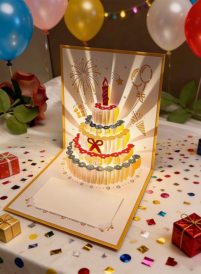 كيلا بطاقتان ثلاثيتا الأبعاد لعيد الميلاد، بطاقة كعكة عيد ميلاد بإضاءة LED دافئة وموسيقى، بطاقات تهنئة موسيقية هدية للنساء الأم الزوجة الأخت الفتاة - Image 2