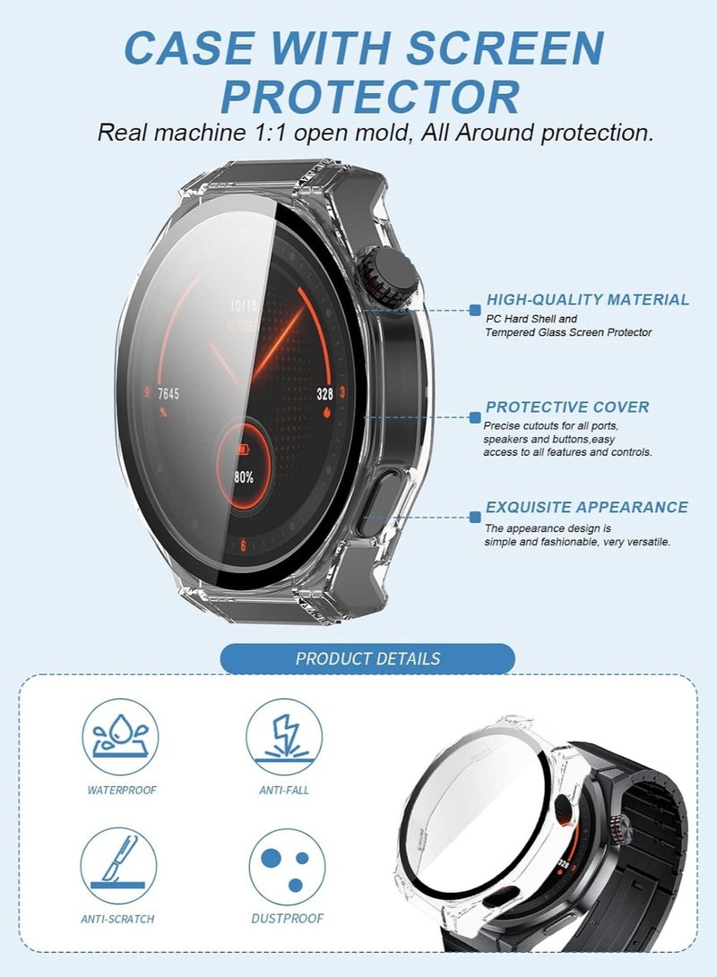 general (2-Pack) Honor Watch 5 Ultra Smartwatch Protective Case, Hard PC Case, 9H Tempered Glass Screen Protector, Full Coverage Integrated - Image 2