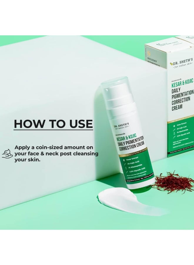 Dr. Sheth's Kesar & Kojic Daily Pigmentation Correction Cream - Reduces Dark Spots, 30 g - Image 4