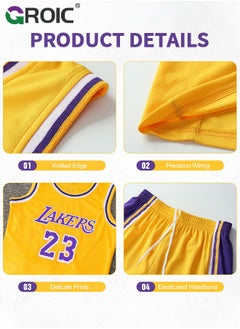 GROIC قميص كرة السلة NBA Lakers #24 للأطفال - طقم تي شيرت وشورت وقميص بدون أكمام من Sportswear Universal، طقم قميص وشورت وقميص رياضي للأطفال  - Image 5