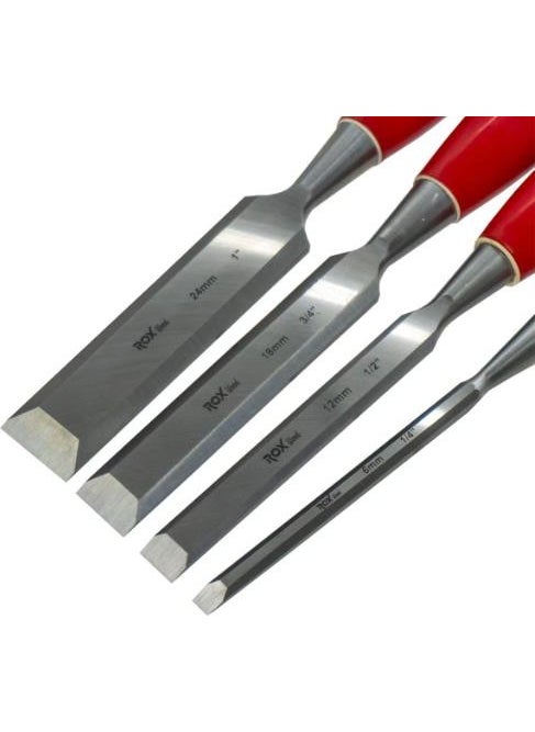 ROX Wood 0184 Wood Carving, Flat Tip Chisel Set 4 Pieces  - Image 4