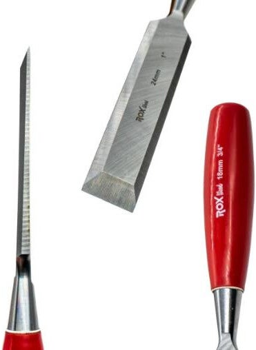 ROX Wood 0184 Wood Carving, Flat Tip Chisel Set 4 Pieces  - Image 5