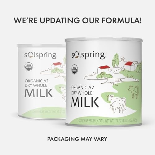 Dr. Mercola Solspring Organic A2 Dry Whole Milk - Powdered Milk with A2 Beta-Casein for Less Digestive Discomfort - Organic, Gluten-Free & Soy-Free - Original Flavor - 17.4 oz (15 Servings) - Image 3