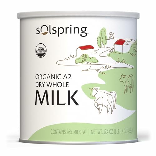 Dr. Mercola Solspring Organic A2 Dry Whole Milk - Powdered Milk with A2 Beta-Casein for Less Digestive Discomfort - Organic, Gluten-Free & Soy-Free - Original Flavor - 17.4 oz (15 Servings) - Image 1