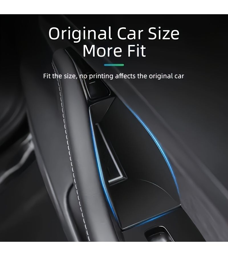 2 Pcs Black Side Door Storage Box For Tesla Model 3 2017 2023 2020 2023 Model Y Accessories Armrest Phone Container Door Organizer Handle Pocket Tray - Image 5