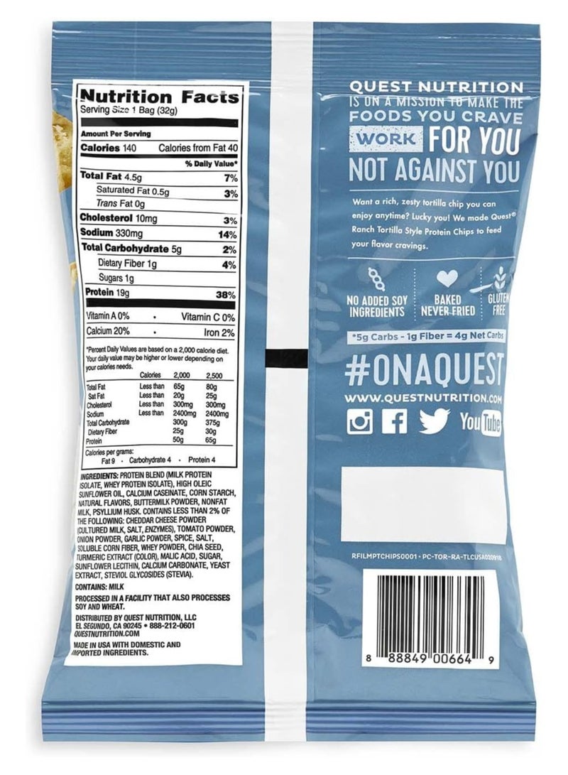 Quest Tortilla Style Protein Chips Ranch (Pack of 8) - Image 3
