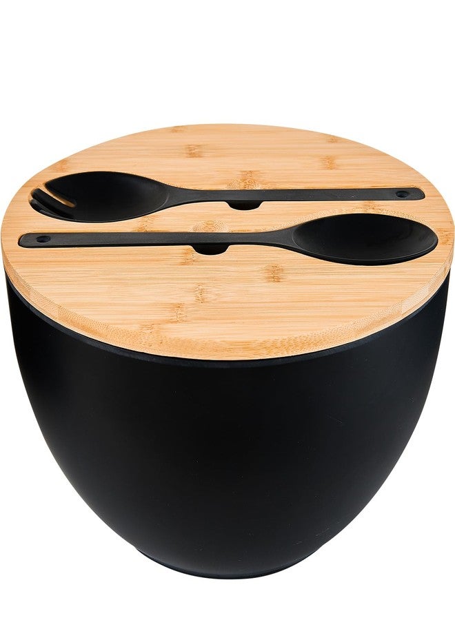 GEHE 12" Salad Bowls, Bamboo Fiber Salad Bowl with Lid, 7.7Qt Extra Large Mixing Bowls with Servers for Kitchen, Salad Serving Bowl Set with Utensils for Salad, Pasta, Fruits, Vegetables and Dessert - Image 1