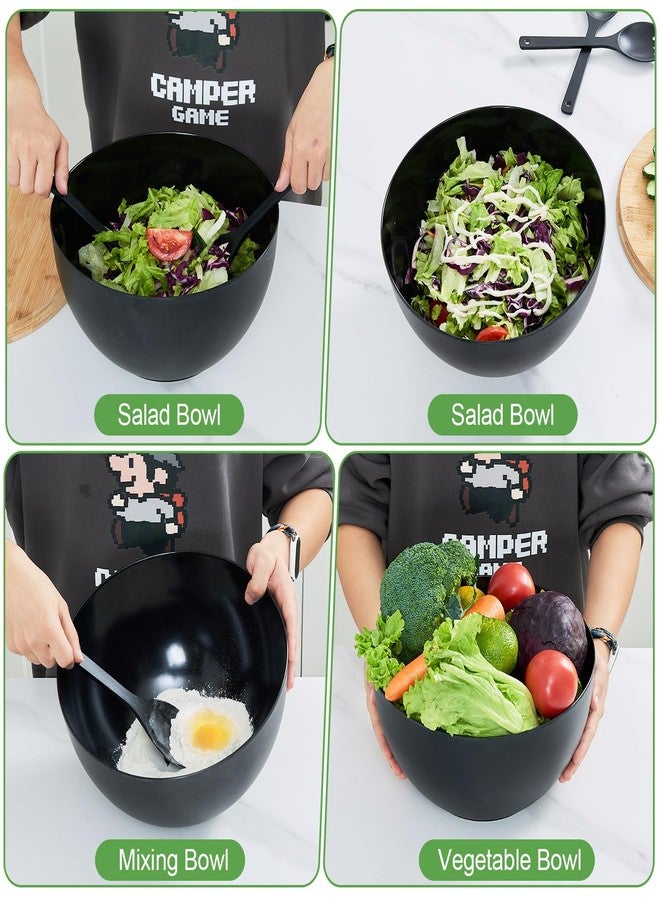 GEHE 12" Salad Bowls, Bamboo Fiber Salad Bowl with Lid, 7.7Qt Extra Large Mixing Bowls with Servers for Kitchen, Salad Serving Bowl Set with Utensils for Salad, Pasta, Fruits, Vegetables and Dessert - Image 5