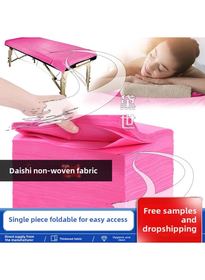 Thickened SMS Non-woven Breathable Disposable Hotel Bed Sheet Waterproof And Oil-proof Disposable Travel Bed Sheet-Color:Purple Faceless Hole Cutter-Specifications:13G 80 * 180cm 50 Pieces/bag - Image 2