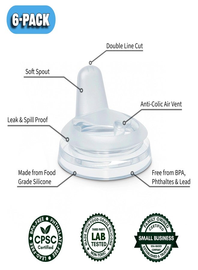 BelBeyo Sippy Spout Nipples for Dr. Brown's Natural Flow Anti-Colic Options+ Wide-Neck Baby Bottles & Glass Bottles, 6-Count, Food Grade Silicone, BPA-Free, Spill-Proof, Convert to Sippy Cup, 4+ Months - Image 3