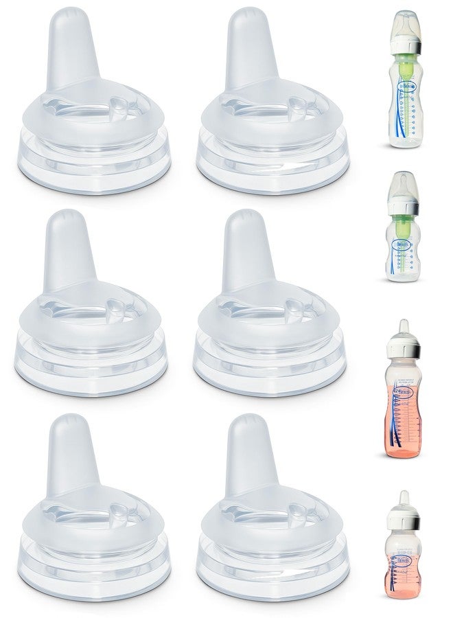 BelBeyo Sippy Spout Nipples for Dr. Brown's Natural Flow Anti-Colic Options+ Wide-Neck Baby Bottles & Glass Bottles, 6-Count, Food Grade Silicone, BPA-Free, Spill-Proof, Convert to Sippy Cup, 4+ Months - Image 1