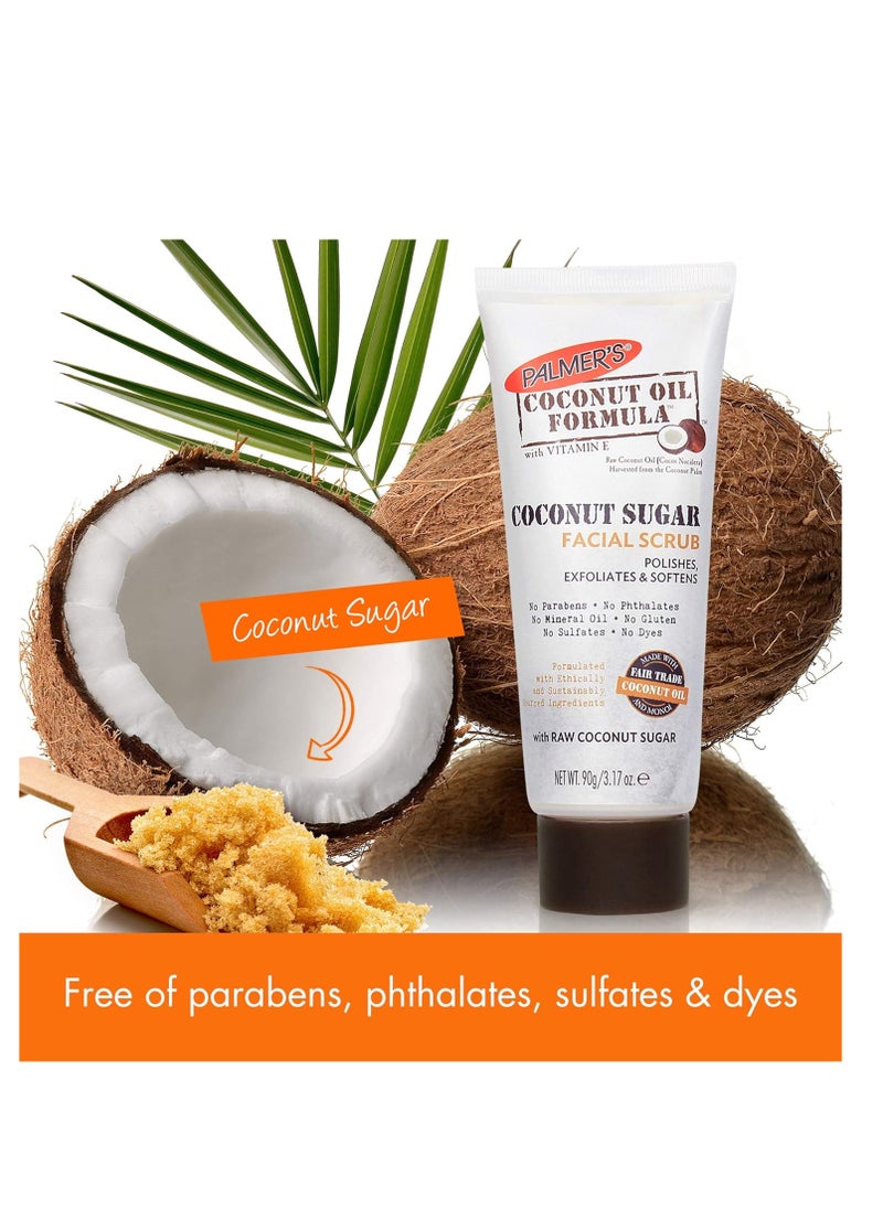 PALMER'S - Palmer's Coconut Oil Formula Coconut Sugar Facial Scrub Exfoliator, Face Scrub to Gently Exfoliate Away Dirt and Dead Skin Cells with Chamomile to Soften & Calm, 3.17 Ounces (Pack of 1) - Image 1