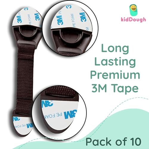 KidDough Furniture Safety Locks for Kids, Child Safety Locks for Drawers, Cabinets, Fridge, Cupboard Lock, Baby Proofing Product, Strong and Adhesive Safety Locks (Brown, 10 Brown Locks) - Image 5
