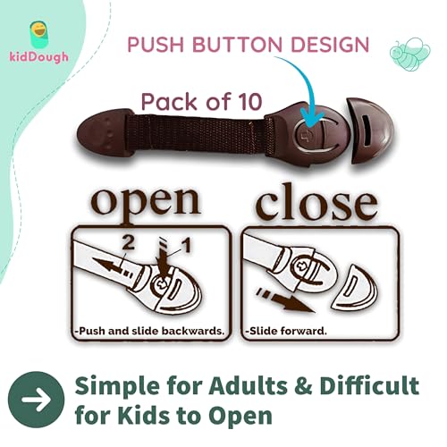 KidDough Furniture Safety Locks for Kids, Child Safety Locks for Drawers, Cabinets, Fridge, Cupboard Lock, Baby Proofing Product, Strong and Adhesive Safety Locks (Brown, 10 Brown Locks) - Image 4