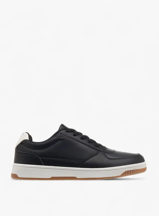 Men's Panelled Sneakers with Lace-Up Closure