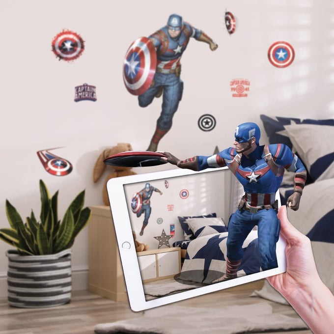 MARVEL CAPTAIN AMERICA WALL DECALS 27 AUGMENTED REALITY AVENGERS CAPTAIN AMERICA BEDROOM WALL DECOR PEEL AND STICK VINYL WALL STICKERS