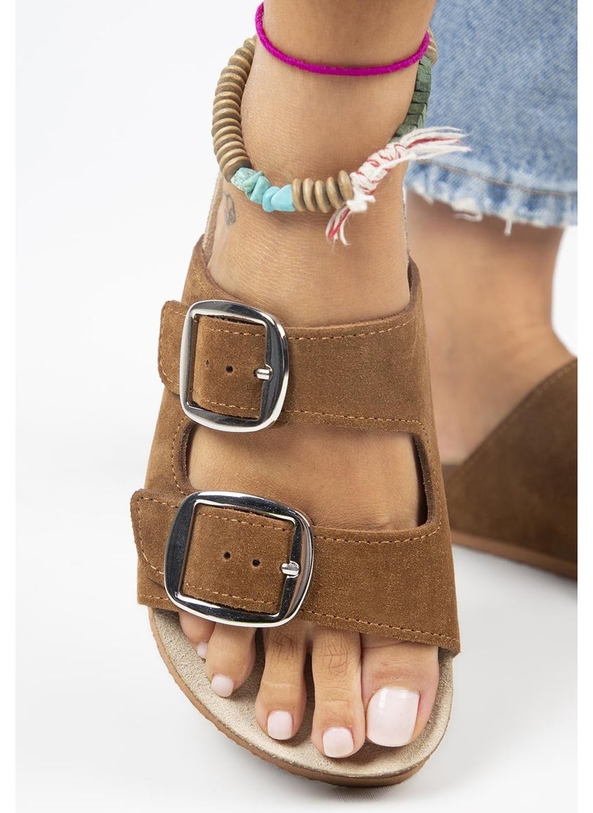 Manijero Irene Eva Genuine Leather Women's Tan - Silver Buckle Double Buckle  - Image 4