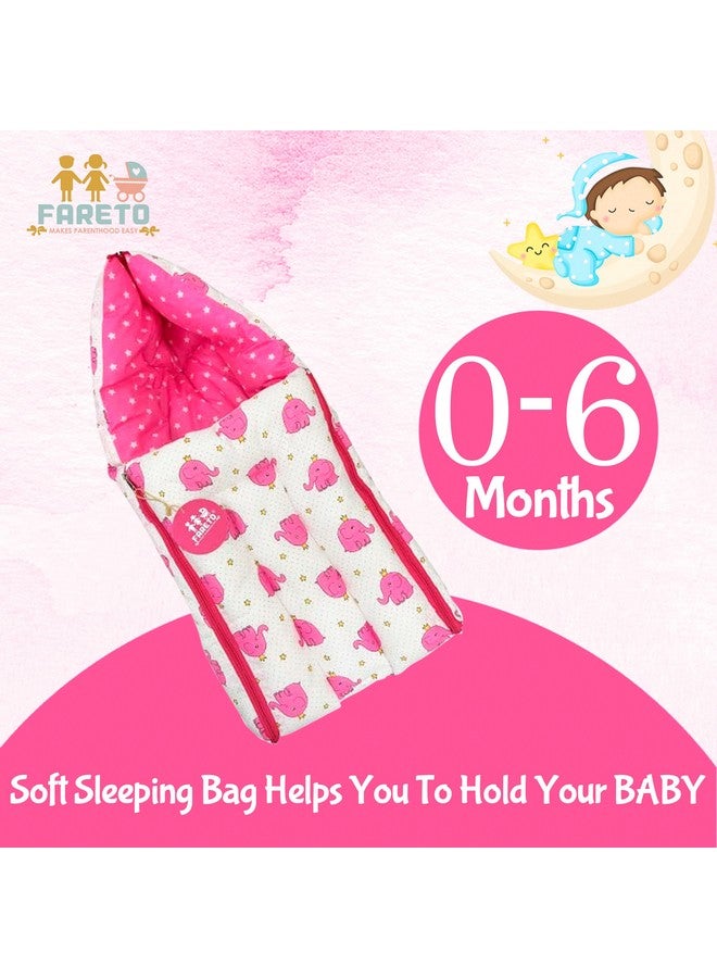 فاريتو سرير أطفال 3 في 1، حقيبة نوم وعش حمل، فراش أطفال من القطن للمواليد الجدد (0-6 أشهر، فيل وردي)، خفيف الوزن - Image 4