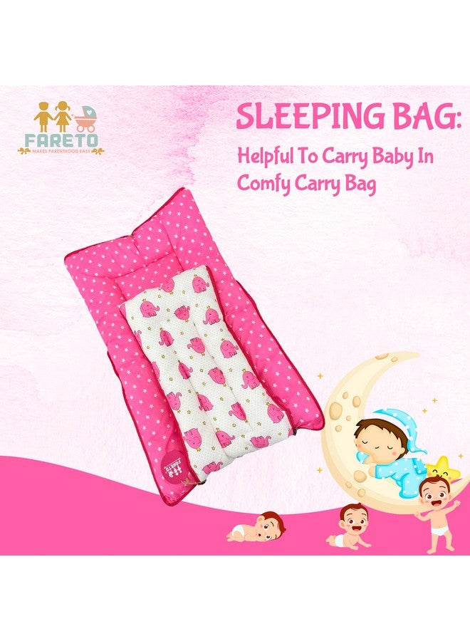 فاريتو سرير أطفال 3 في 1، حقيبة نوم وعش حمل، فراش أطفال من القطن للمواليد الجدد (0-6 أشهر، فيل وردي)، خفيف الوزن - Image 3