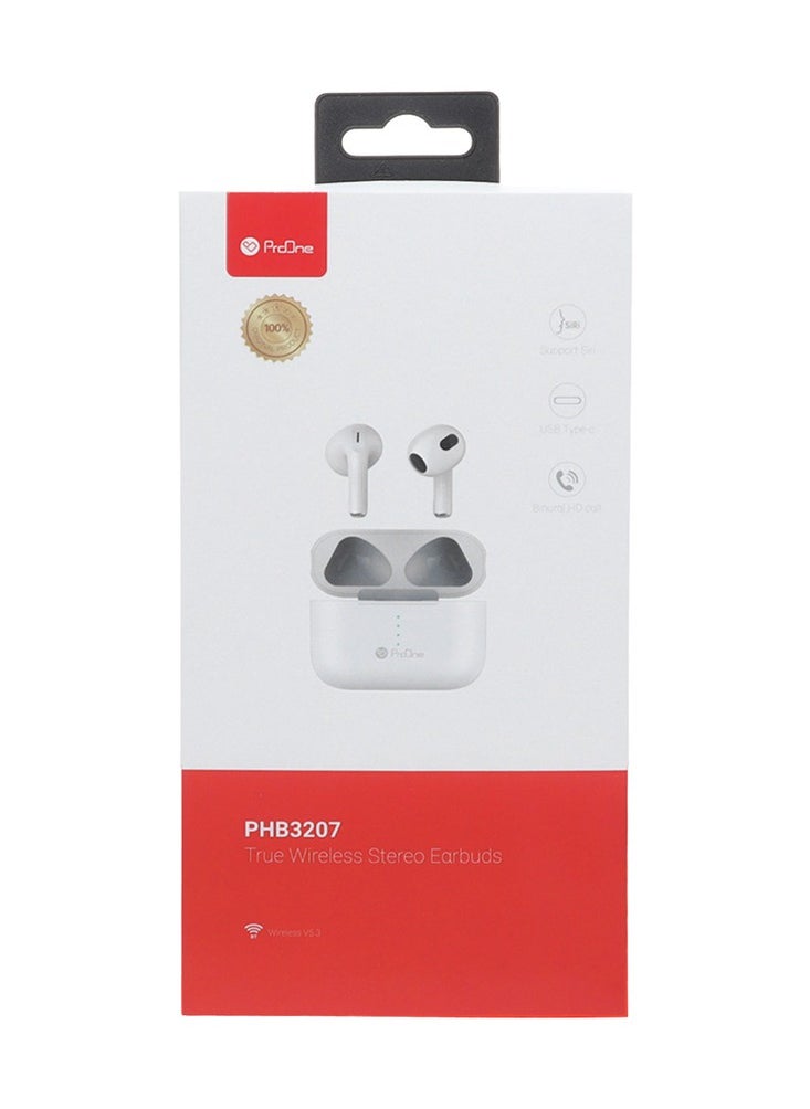ProOne - ProOne PHB3207 True Wireless Earbuds, Bluetooth 5.3, USB-C Fast Charging, HD Call, Siri Support, 4 Hours Playtime, Noise Reduction, Lightweight Earbuds with Charging Case - Image 1