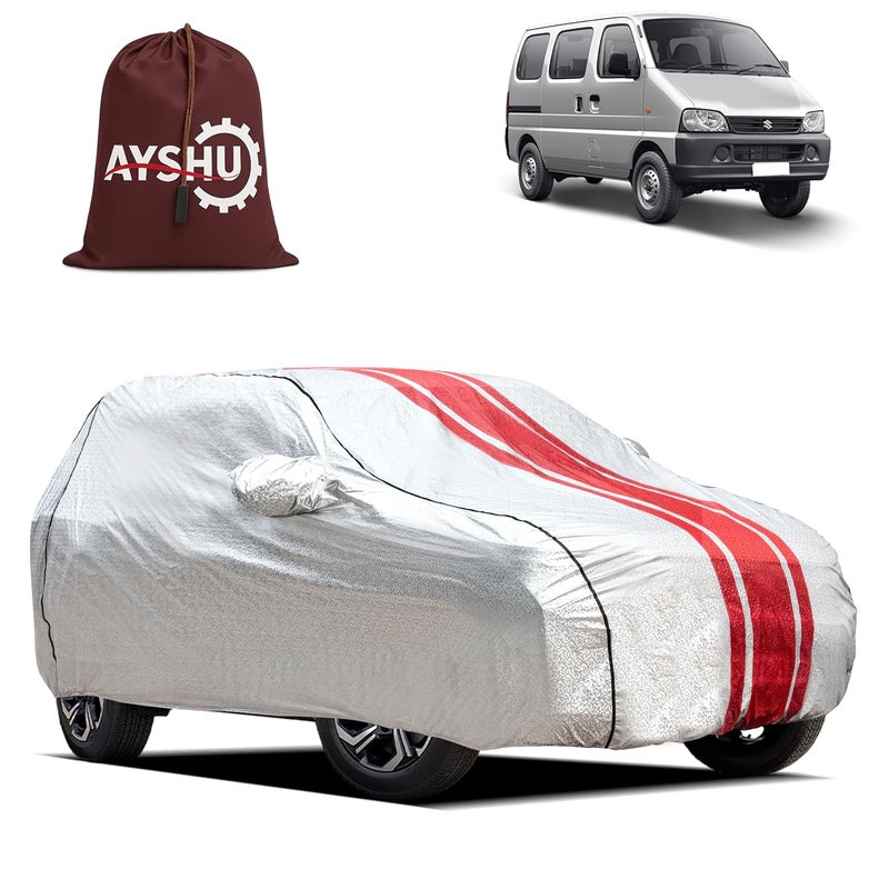 ASHU AYSHU Waterproof Car Cover for Maruti Suzuki Eeco | Mirror & Antenna Pocket | Anti-Scratch Soft Cotton Inner Layer | Triple Stitched | Heat Resistant Metallic Silver | All-Weather Protection - Image 1