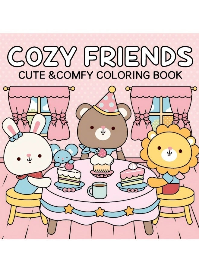 كتاب تلوين سلسلة الأصدقاء المريحين للبالغين والمراهقين يضم شخصيات حيوانات لطيفة للغاية بتصميمات سهلة وبسيطة للاسترخاء، 40 صفحة مرسومة يدويًا وجاهزة للتلوين - Image 1