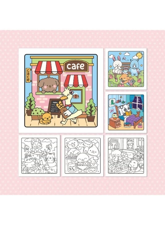 كتاب تلوين سلسلة الأصدقاء المريحين للبالغين والمراهقين يضم شخصيات حيوانات لطيفة للغاية بتصميمات سهلة وبسيطة للاسترخاء، 40 صفحة مرسومة يدويًا وجاهزة للتلوين - Image 3