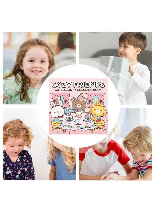 كتاب تلوين سلسلة الأصدقاء المريحين للبالغين والمراهقين يضم شخصيات حيوانات لطيفة للغاية بتصميمات سهلة وبسيطة للاسترخاء، 40 صفحة مرسومة يدويًا وجاهزة للتلوين - Image 2