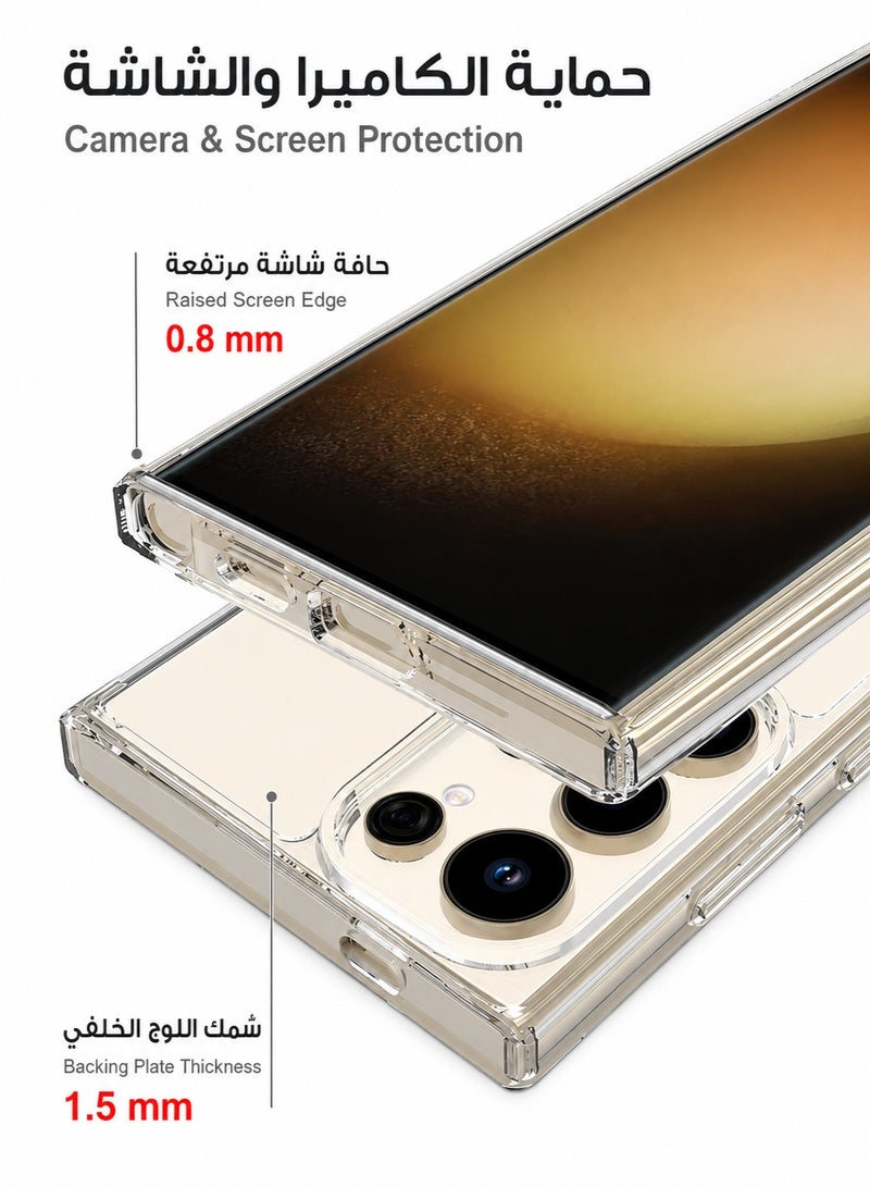 ORYXA Samsung Galaxy S24 Ultra Clear Case, 2-in-1 Magnetic Cover with Screen Protector, MagSafe Compatible, Anti-Yellowing Crystal Clear Shockproof Slim Back Cover with Reinforced Corners & Camera Protection for Galaxy S24 Ultra 6.8 inch - Clear - Image 4