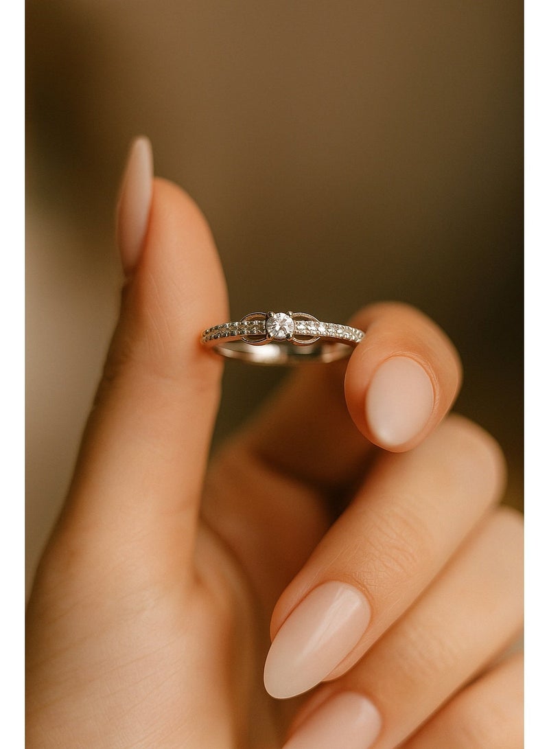 ثري دايموندز خاتم سيلفر سوليتير كريستال – مجوهرات أنيقة مطلية بالبلاتين والروديوم للسيدات في علبة هدايا - Image 4