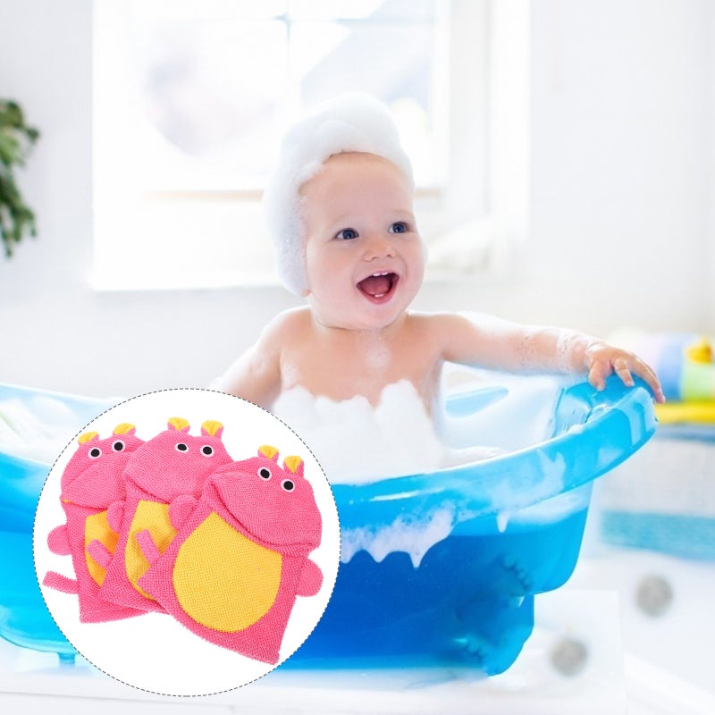 🚽 قفازات تنظيف استحمام شكل كرتوني إسفنجي متنوع الألوان 19 سم مجموعة من 3 قطع - Image 1