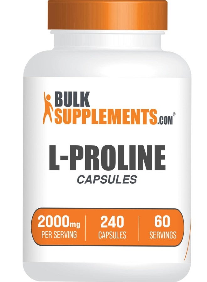 بالك سابلمنتس كبسولات إل-برولين من BulkSupplements.com - مكمل غذائي من الأحماض الأمينية، إل-برولين 2000 ملغ، مكملات البرولين - خالية من الغلوتين، 4 كبسولات لكل جرعة، 240 كبسولة (عبوة واحدة) - Image 1