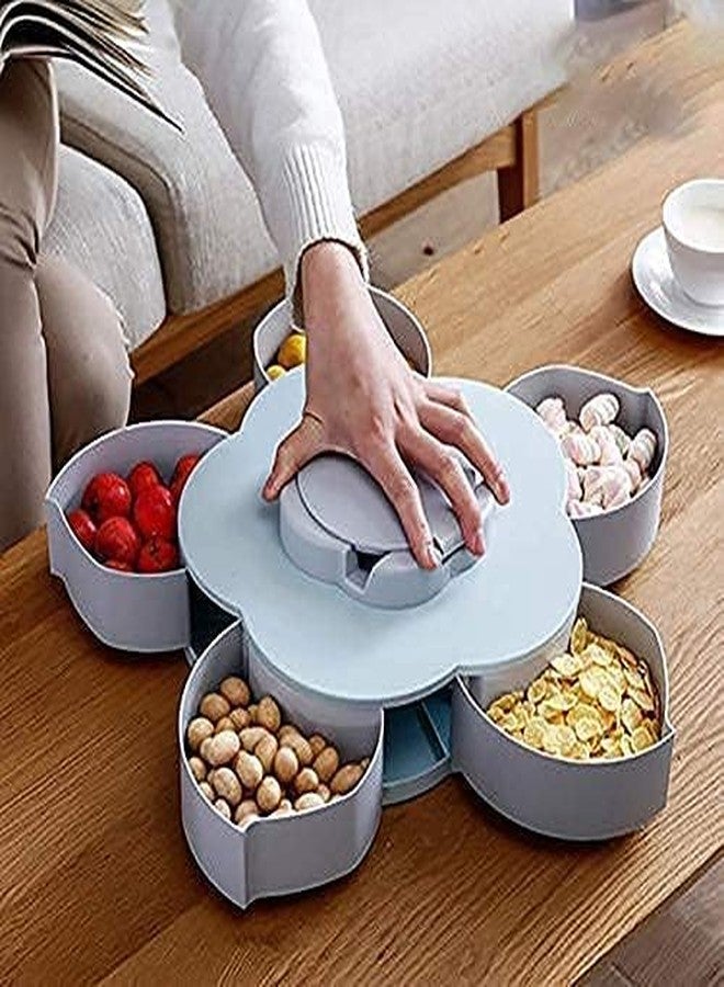 DHARMINSON 5 Compartments 2 Pieces Flower Candy Box Serving Rotating Tray Dry Fruit, Candy, Chocolate, Snacks Storage Box, Masala Box for Home Kitchen (New Smart Candy Box,Multi colour) - Image 4