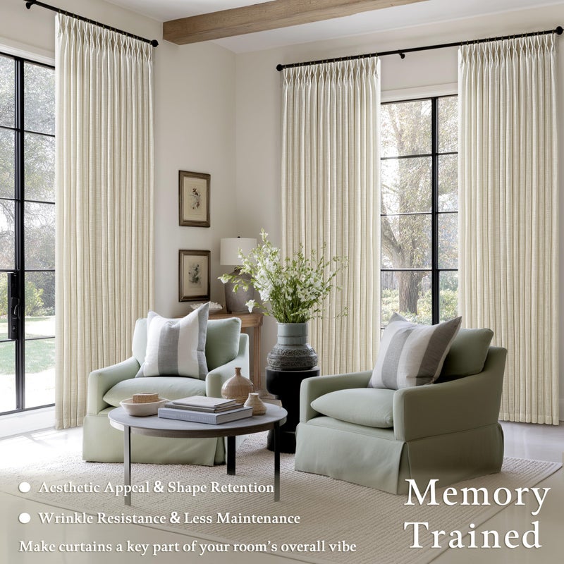 TWODRAPES Sand Beige Linen Curtains 102 Inches Long for Living Room Pinch Pleated Drape Hooks Rings for Track System Back Tab Light Filtering 102 Inch Curtain for Bedroom Sliding Patio Door 2 Panels 50x102 - Image 2