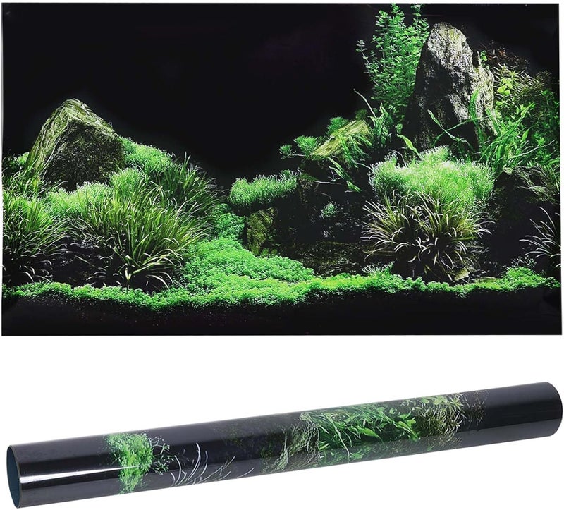 Water Grass Aquarium Sticker, PVC Aquarium Background Self Adhesive Water Proof Poster Sticker for Fish Tank with Bright Colors (91 * 50cm) - Image 1