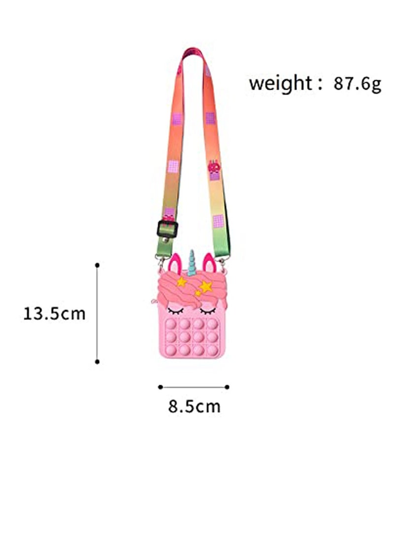 Daytoyz Gifts for Kids Rainbow Unicorn Purse Bag for Girls and Women, Fashion Pop Purse Push Bubbles Fidget Toy, Wallet Ladies Bag Silica Dimple Crossbody Bags For Girls  - Image 2