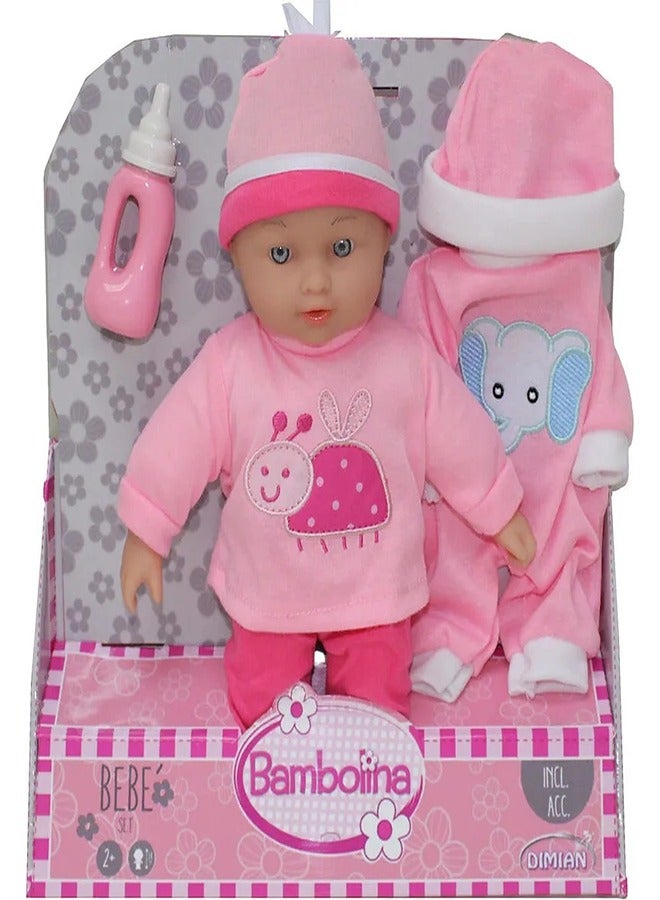 Dimian - Bambolina Bebe Doll with Cloths and Accessories 28cm - 8744