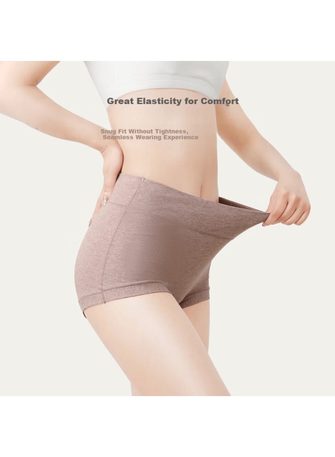 Youngyell Women's High-waist Cotton Boxer Briefs 3-pack Antibacterial Plus Size Mom Underwear - Image 3