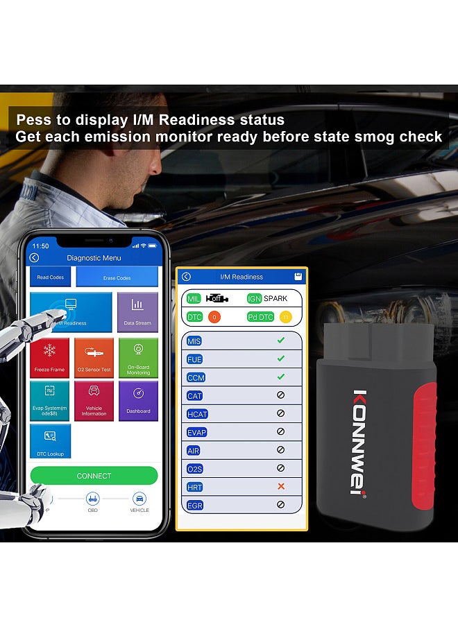 Konnwei - KONNWEI K DIAG OBDⅡ Scanner BT Full System ABS SRS Diagnostic Tool with Reset Retrieval for ECM BCM SRS TCM BMS SAS A/C System - Image 1