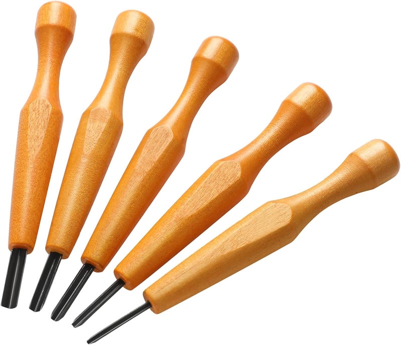 WILLBOND 5 Pcs Carving Knife Chisel Triangular Wood Carving Tool DIY Triangle Shape Wood Carving Knife for Experts and Beginners (1.5mm 2mm 3mm 4mm 5mm) - Image 1