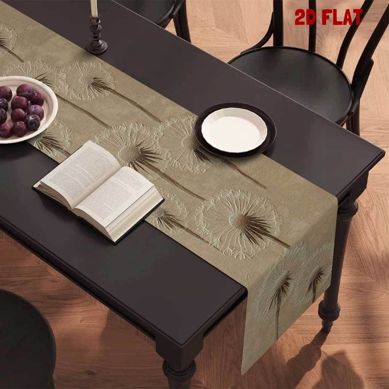 2D Flat Printing Dandelion Seed Array Printed Table Runner 40cm x 140cm Simple Natural Theme Light Gray and Beige Spring Summer Decor Long Print with Clear Details Lively Home Atmosphere Ideal Family Gatherings Vibrancy - Image 5