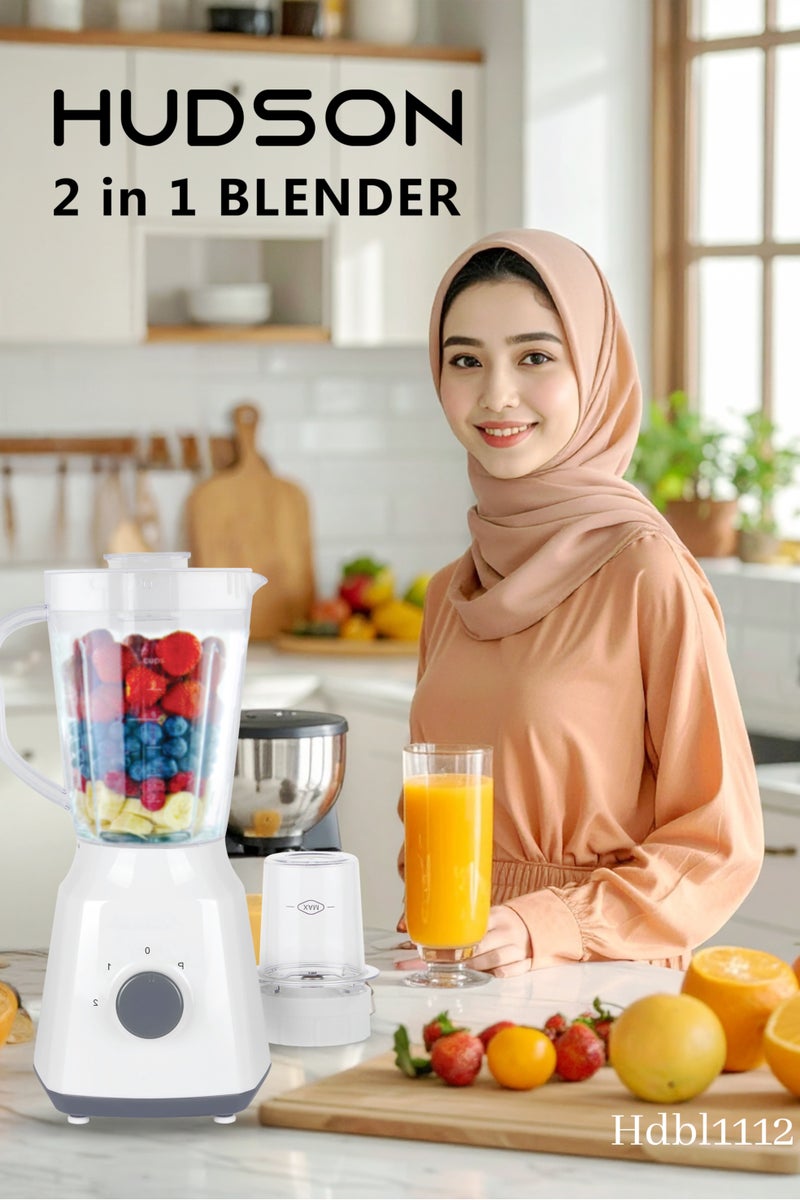 Hudson 2-in-1 Juicer Blender & Chopper, 1.5L, 450W Powerful Motor, 2 Speed + Pulse, Unbreakable Jars, Stainless Steel Blades, Grinder Attachment – HDBL1112 - Image 5