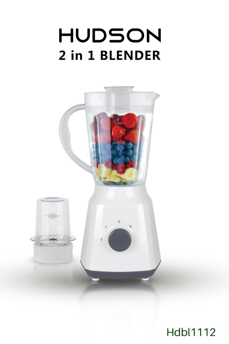 Hudson 2-in-1 Juicer Blender & Chopper, 1.5L, 450W Powerful Motor, 2 Speed + Pulse, Unbreakable Jars, Stainless Steel Blades, Grinder Attachment – HDBL1112 - Image 1