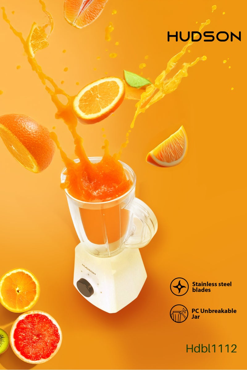 Hudson 2-in-1 Juicer Blender & Chopper, 1.5L, 450W Powerful Motor, 2 Speed + Pulse, Unbreakable Jars, Stainless Steel Blades, Grinder Attachment – HDBL1112 - Image 3