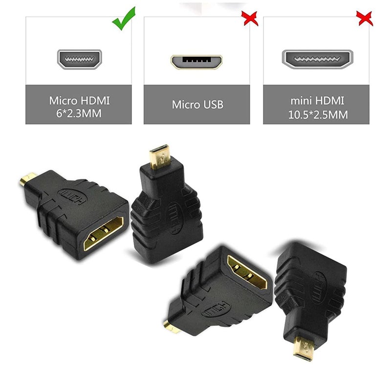 GR Deals Micro HDMI Adapter (Not for Mobile MicroUSB), HDMI Female (Type-A) to Micro HDTV Male (Type-D) for Raspberry pi 4 Gold Plated Connector Converter Adapter (Pack of 1) - Image 4