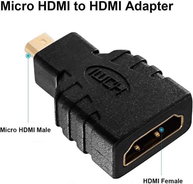 GR Deals Micro HDMI Adapter (Not for Mobile MicroUSB), HDMI Female (Type-A) to Micro HDTV Male (Type-D) for Raspberry pi 4 Gold Plated Connector Converter Adapter (Pack of 1) - Image 2