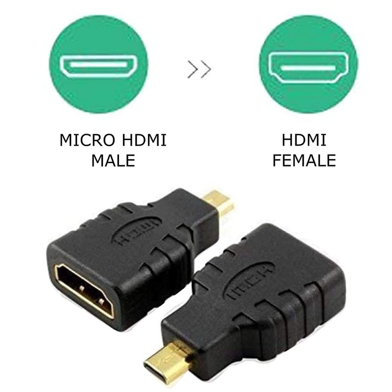 GR Deals Micro HDMI Adapter (Not for Mobile MicroUSB), HDMI Female (Type-A) to Micro HDTV Male (Type-D) for Raspberry pi 4 Gold Plated Connector Converter Adapter (Pack of 1) - Image 3