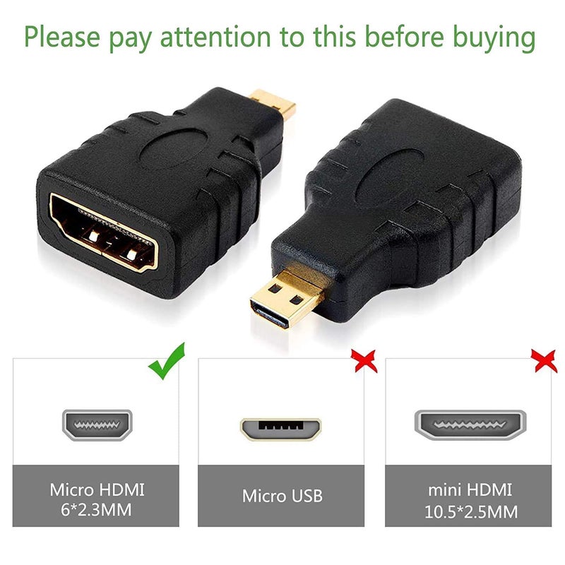 GR Deals Micro HDMI Adapter (Not for Mobile MicroUSB), HDMI Female (Type-A) to Micro HDTV Male (Type-D) for Raspberry pi 4 Gold Plated Connector Converter Adapter (Pack of 1) - Image 5