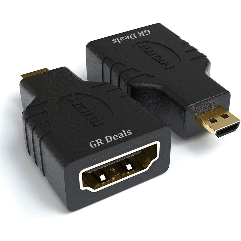 GR Deals Micro HDMI Adapter (Not for Mobile MicroUSB), HDMI Female (Type-A) to Micro HDTV Male (Type-D) for Raspberry pi 4 Gold Plated Connector Converter Adapter (Pack of 1) - Image 1