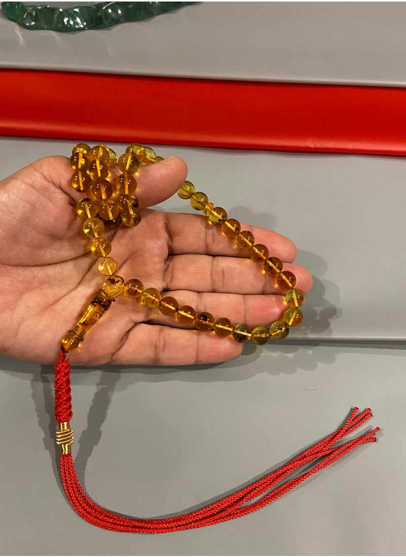 بيرسونال تاتش - سبحة رجالية من الكهرمان الطبيعي البلطيقي الحُر عدد الخرز 49 ومقاس الخرز 8.7mm - Image 1